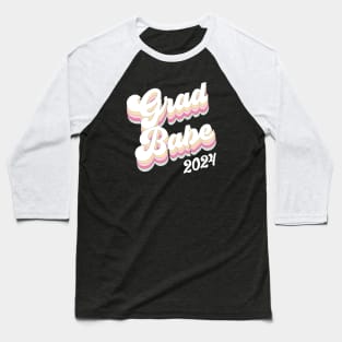 Grad Babe Class of 2024 Retro Vibes Graduation Baseball T-Shirt